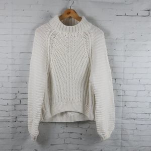 FREE PEOPLE IVORY LONG SLEEVE MOCK NECK KNIT SWEETHEART SWEATER SIZE XL
